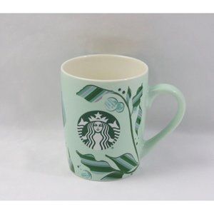 Starbucks Coffee Mug Cup 2021 Mint Green Leaves Pastel Colors Mermaid 10 Oz